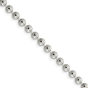 Black Bow Jewelry Men's 5mm, Sterling Silver Fancy Hollow Beaded Chain Necklace - 1 of 4