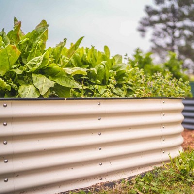 Pearl White 17" Tall Modular Metal Outdoor Raised Garden Bed