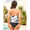 Tankini Bathing Suits for Women Tummy Control, Two Piece Swimsuits Halter Sexy Deep V Neck Ruched Swimwear Set - 2 of 4