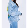 Women's Full Size Painted Back Distressed Denim Jacket - American Bazi - 3 of 4