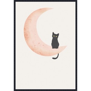 Amanti Art Cat Crescent Moon by Melloi Art Prints Framed Canvas Wall Art - 1 of 4