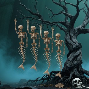 Yescom 4 Pcs 16" Mermaid Skeleton Hanging Bones with Movable Joints Halloween Décor - 1 of 4