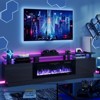 AOXUN 80" Modern Electric Fireplace TV Stand for TVs Up to 90", with Electronic Flame and LED Lights, TV Console Cabinet, Black - 2 of 4