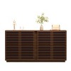 Homy Casa Storage Console Cabinet with Slatted Doors, Large Capacity, for Living Room and Entryway, Walnut - 4 of 4
