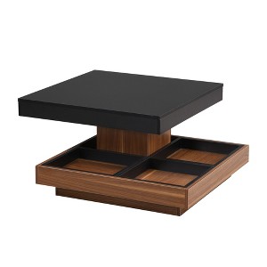 NicBex  Square 360-Degree Rotating Coffee Table with 3 Detachable Tray,2-Tier Center Table with Storage for Living Room - 1 of 4