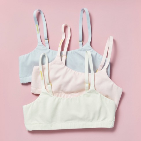 Girls' 3pk Cotton Cami Bra - Cat & Jack™ Pink/white/beige S : Target