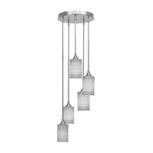 Toltec Lighting Empire 5 - Light Pendant in  Brushed Nickel with 4" Gray Matrix Shade - 1 of 1