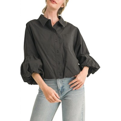 Women's Button Down Bubble Sleeve Top - &merci
