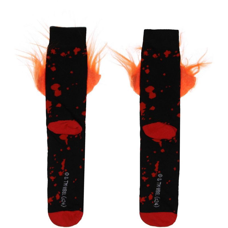 IT Pennywise The Clown Fuzzy Hair Character Design Horror Film Men's Crew Socks Black, 3 of 5