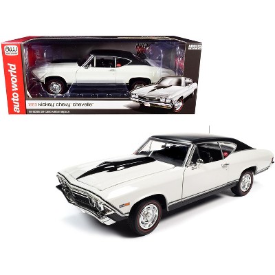 1968 Chevrolet Nickey Chevelle SS Hardtop Ermine White with Black Top 1/18 Diecast Model Car by Autoworld