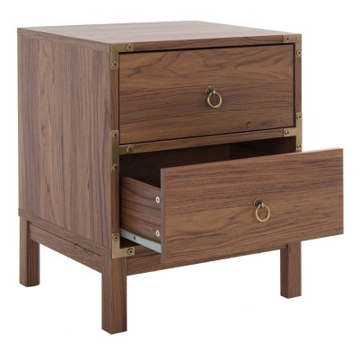 Galio Walnut and Gold 2 Drawer Nightstand