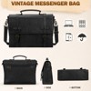Mens Messenger Bag 17 Inch Waterproof Vintage Leather Laptop Briefcase Large Laptop Bag - 2 of 4