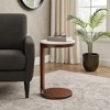 Chic End Table, Side Table, or Night Stand for Home Decor - Wood C-Shaped Bedside Table with Circular Base and Marble Top - Ideal for Small Spaces - 3 of 4