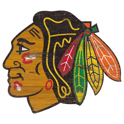 Nhl Chicago Blackhawks Distressed Logo Cutout Sign : Target