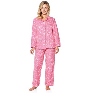 Casual Nights Women's Flannel Long Sleeve Button Down Pajama Set - 1 of 4
