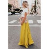Flowy Pleated Maxi Skirt for Women, High Waist Chiffon Ankle-Length Skirt Bright Yellow - 3 of 4