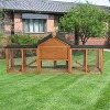 80in Wooden Rabbit Hutch, Outdoor Chicken Coop, Bunny Hutch Guinea Pig Pet House Bunny Cage with Double Side Runs, Weatherproof Roof, Removable Tray - 4 of 4
