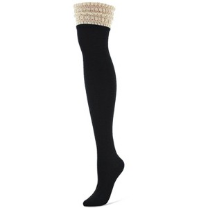 Memoi Women's Romance Rounds Over The Knee Socks Black One Size - 1 of 1