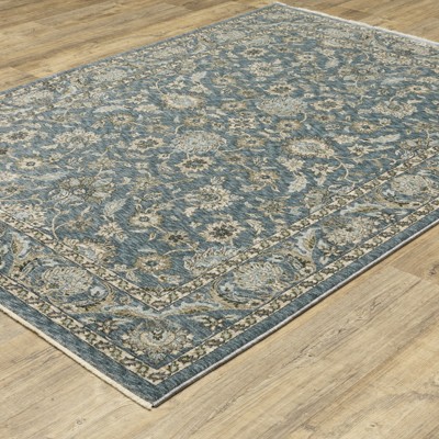 Aberdeen Blue and Beige Synthetic Stain-Resistant 5x8 Area Rug