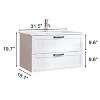 GDFStudio Fizz Modern 31.5" Wall Mounted Bathroom Vanity with Ceramic Sink and 2 Drawers - 3 of 4