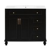 KIGFTSOD 36" Bathroom Vanity with Sink, White Vanity Cabinet with Flip-Out Drawer, 3 Drawers, 2 Soft-Close Doors - 3 of 4