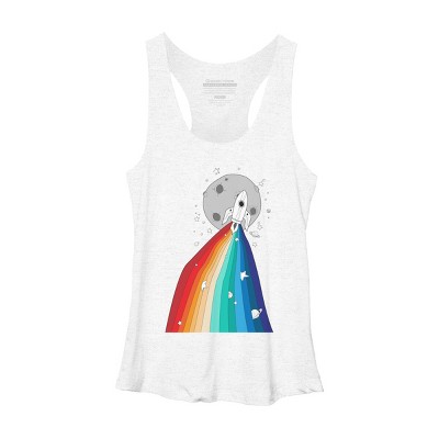 Adult Design By Humans Rainbow Pride Rocket to the Moon By noeldelmar Racerback Tank Top