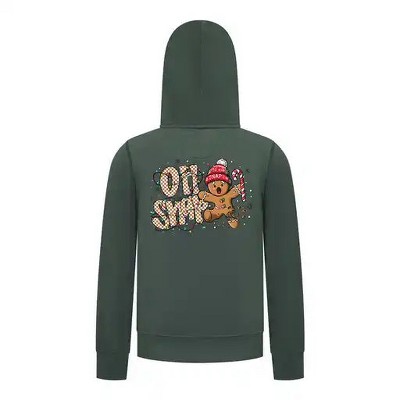 Everyday Kids Christmas Collection Oh Snap Boys Zip Up Hoodie – Funny Gingerbread Holiday Sweatshirt