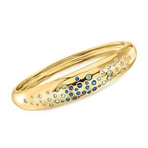 Ross-Simons 14kt Yellow Gold-Plated Bangle Bracelet With Simulated Tonal-Blue and White Gemstones - 1 of 3