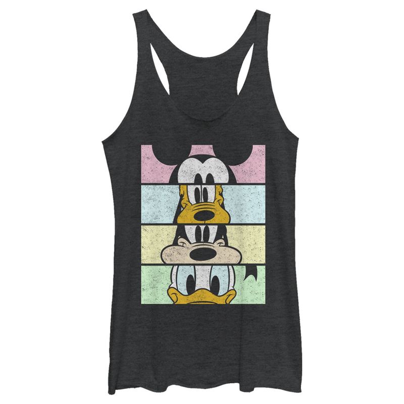 Women's Mickey & Friends Distressed Group Cropped Portraits Racerback Tank Top, 1 of 5