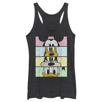 Women's Mickey & Friends Distressed Group Cropped Portraits Racerback Tank Top