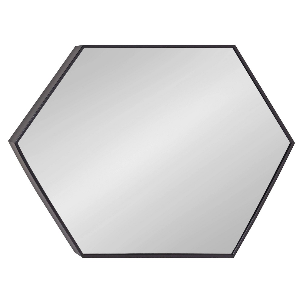 Photos - Wall Mirror Kate & Laurel All Things Decor 22" x 31" Rhodes Hexagon  Black: Modern Style, No Assembly, Wall Mounted