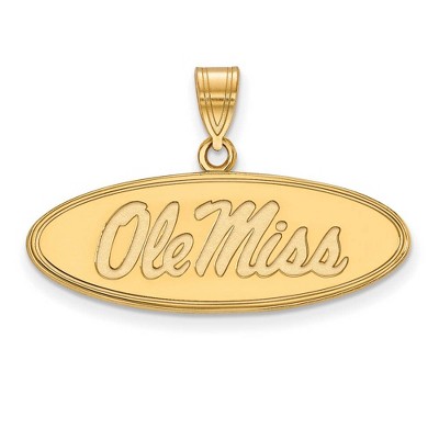 Black Bow Jewelry 14k Yellow Gold Mississippi Rebels NCAA Medium Pendant