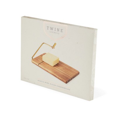Acacia Wood Cheese Slicing Board with Gold Handle