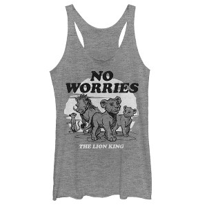 Women's Lion King No Worries Cartoon Racerback Tank Top - 1 of 3