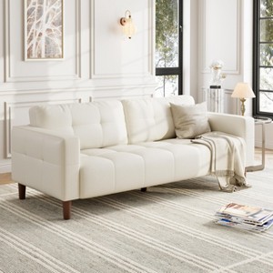 3-Seater Sofa Couch, 83 in Wide Faux Leather Sofa Couch, Deep Seats, 2 Removable Back Cushions, for Living Room, Bedroom, Apartment, Office - 1 of 4