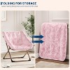 Comfy Oversized Pink Saucer Chair, Soft Faux Fur Reading Lounge Chair for Adults, Foldable Cozy Chairs for Bedroom, Living Room, Dorm, Office - 3 of 4