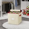 OSTO Christmas Decorative Ornament Storage Box Stores Up to 64 Holiday Ornaments of 3 inches; Non-Woven Fabric with Carry Handles and Card Slot - 2 of 2