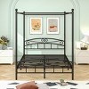 FURNIinspire Beds Queen Size Metal Canopy Bed Frame Platform Bed with Headboard Footboard , Bedroom Furniture, Black, 83.46"*59.84"*75.6" - 2 of 4