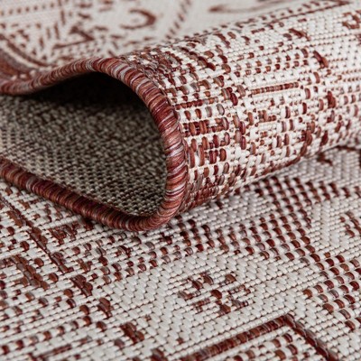 Rust Red Synthetic Medallion Outdoor Rectangular Rug 4' x 6'