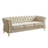87.4'' Velvet Tufted Sofa with High-Density Foam, Gold Metal Legs and Diamond-Seam Armrest - 4 of 4