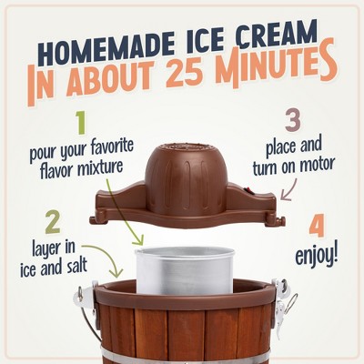 Nostalgia Dark Wood 6 Qt Automatic Ice Cream Maker