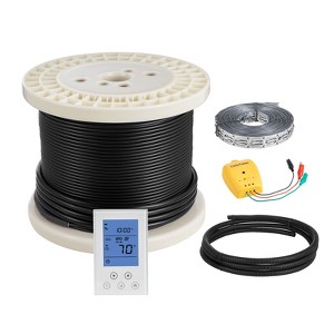 VEVOR 100 sqft Underfloor Heating Cable Kit, 120V Electric Radiant Heated Floor System, with Smart Control Thermostat & Alarm,Easy Installation,Black - 1 of 4