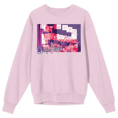 Charlie Parker Playing the Saxophone Men's Cradle Pink Crew Neck  Sweatshirt-3XL