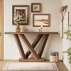 Tribesigns 63"Console Table with Geometric Base, Narrow Wood Sofa Table Behind for Hallway, Foyer, Living Room, Dark Brown - 3 of 4