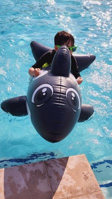 Poolmaster Jumbo Whale Rider Inflatable Swimming Pool Float - Gray ...