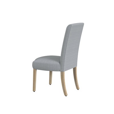 Light Gray Upholstered Parsons Side Chair with Wood Legs, Set of 2