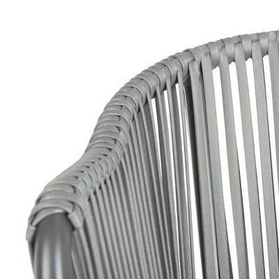 Gray Rope and Wicker Dining Arm Chair with Cushions