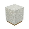 HDZNVF 14x14x18 inch Square Accent End Table with White Shell Finish and Gold Pedestal Base - 2 of 4