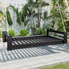 Ridstar 85.8  in. W Twin-Size Porch Patio Teak Swing Set with Hemp Rope for Garden & Backyard-Black - 3 of 4