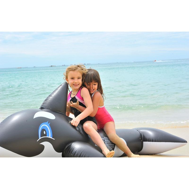 Pool Central 6.25' Inflatable Killer Whale Children's Pool Float Rider with Handles, 2 of 3